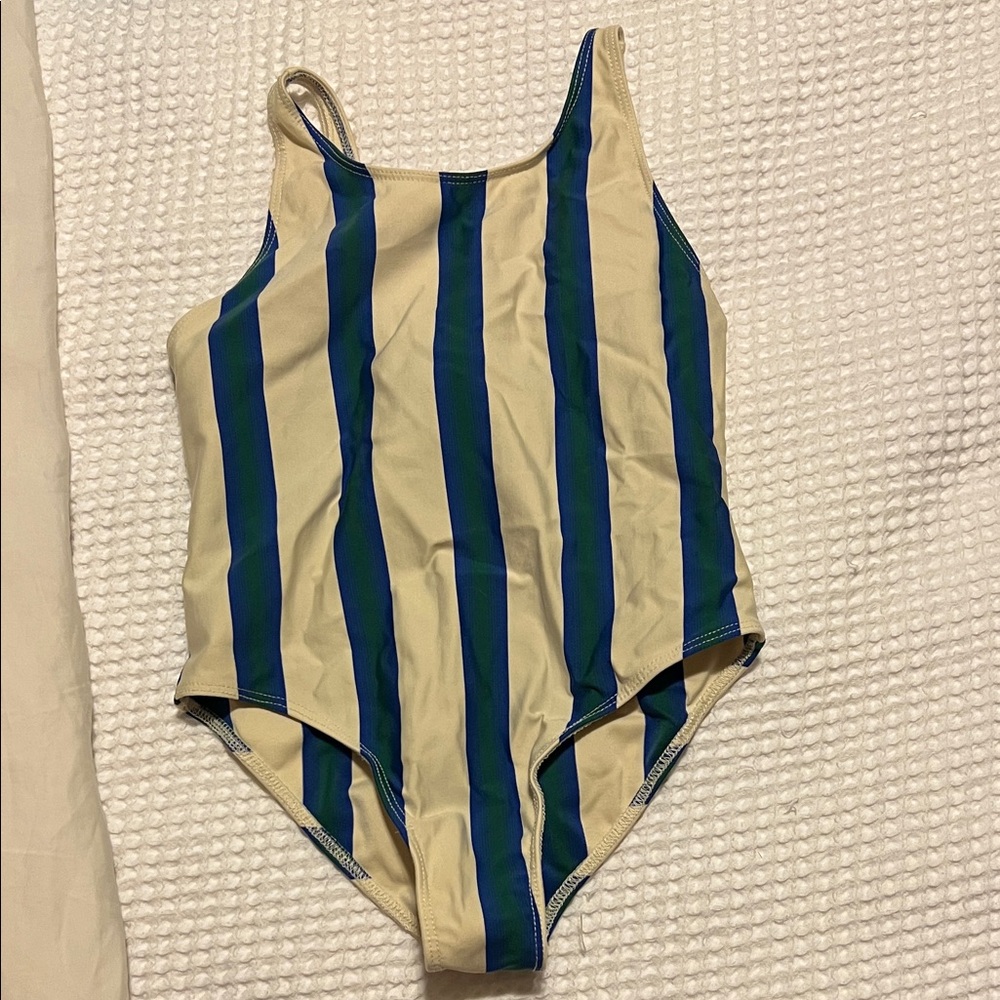 Zara Blue and Cream Striped Swimsuit